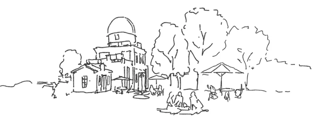 A line illustration of the Heyden Observatory